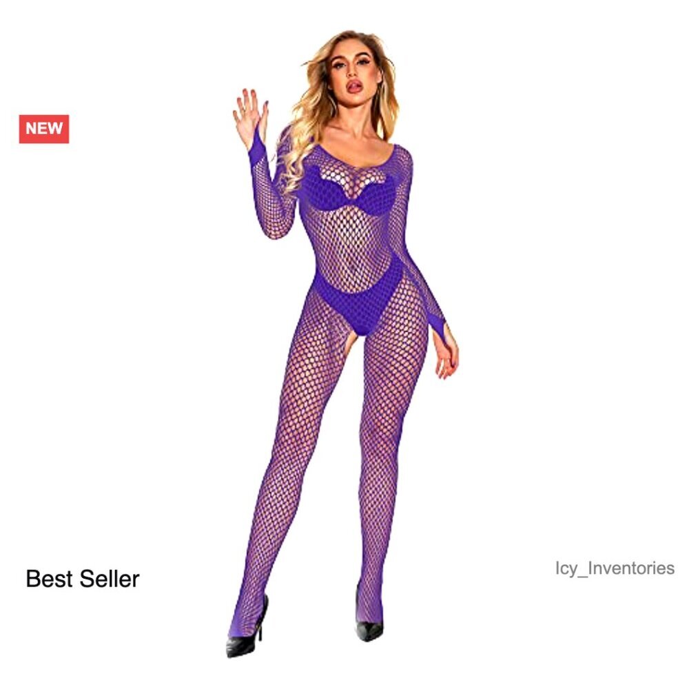 Fishnet Mesh Bodysuit One Piece Lingerie Sexy Tights Nightwear Jumpsuit - Picture 3 of 6